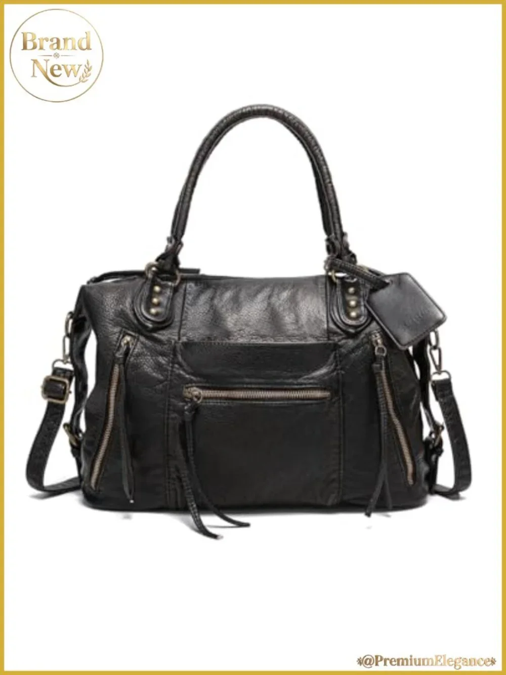 Vegan Leather Y2K Hobo Tote, Large Crossbody Purse with Tassel